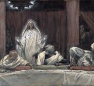 Apparizione agli undici, mentre sono seduti a mangiare - Tissot